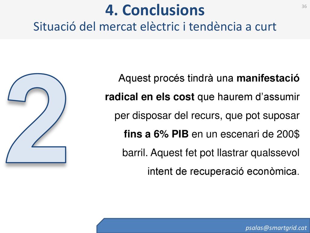 4. Conclusions Situació del mercat elèctric i tendència a curt