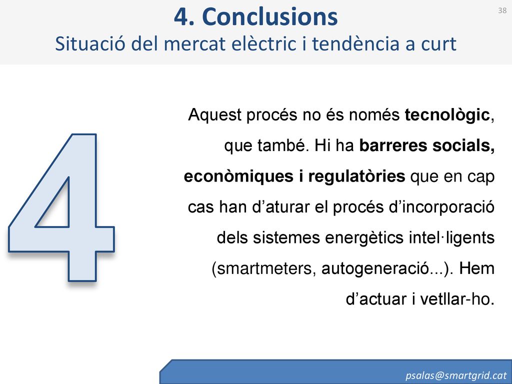 4. Conclusions Situació del mercat elèctric i tendència a curt
