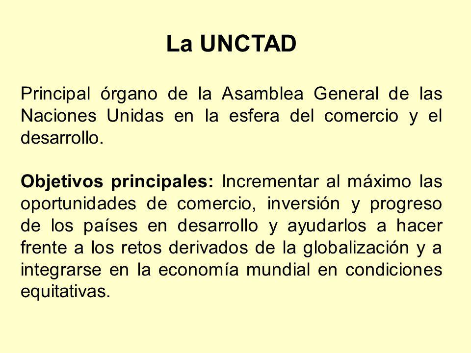 La UNCTAD Principal órgano de la Asamblea General de las Naciones Unidas en la esfera del comercio y el desarrollo.