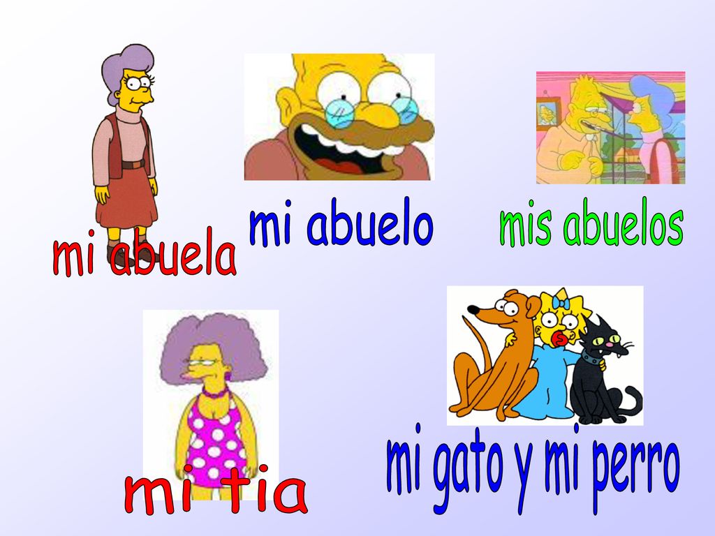 mi abuelo mis abuelos mi abuela mi gato y mi perro mi tia