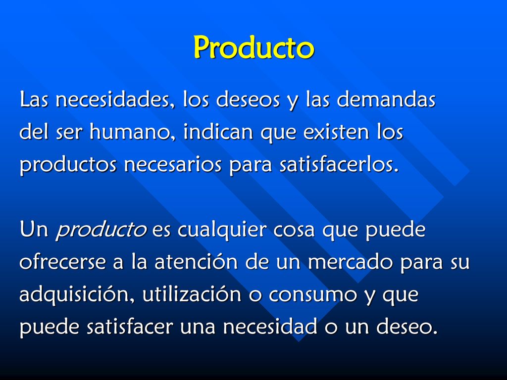 Producto Las necesidades, los deseos y las demandas