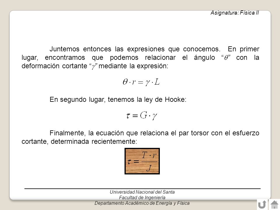 En segundo lugar, tenemos la ley de Hooke: