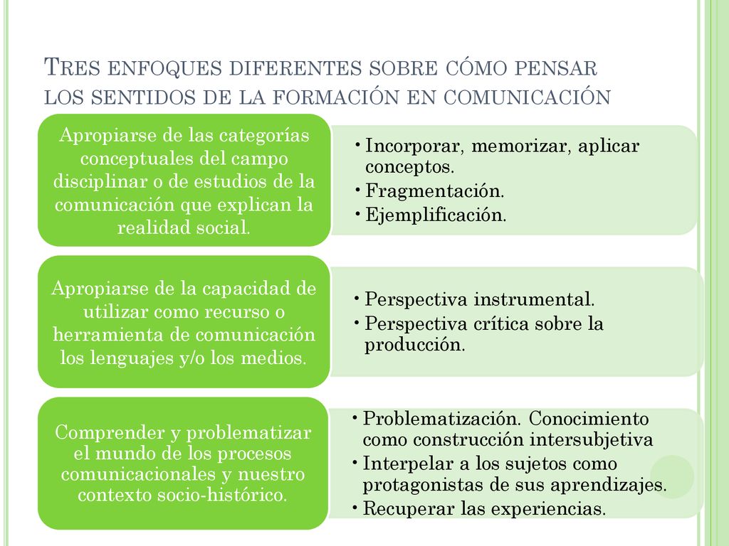 Tres enfoques diferentes sobre cómo pensar los sentidos de la formación en comunicación