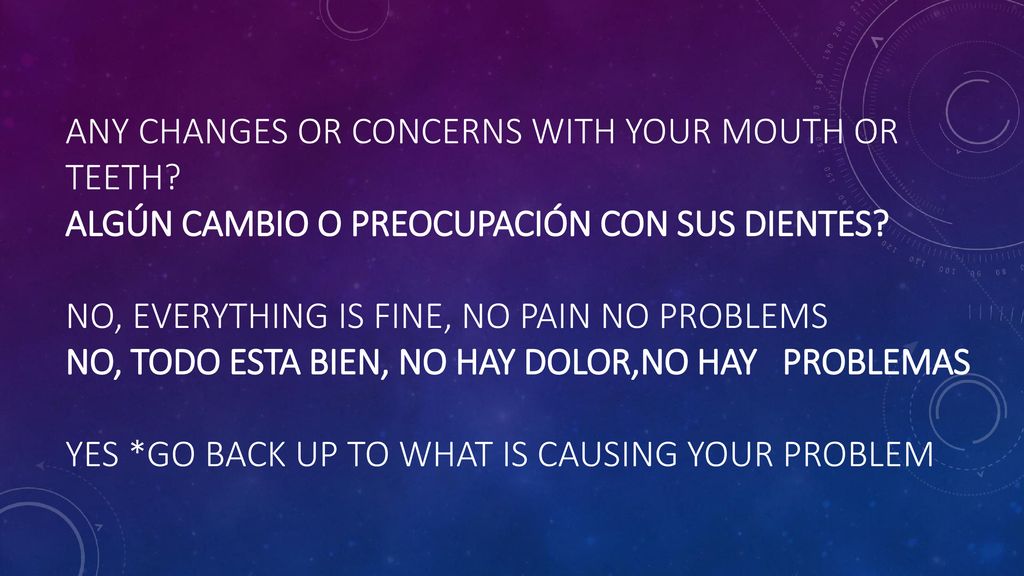 Any changes or concerns with your mouth or teeth
