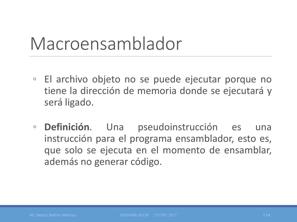 Macroensamblador El archivo objeto no se puede ejecutar porque no tiene la dirección de memoria donde se ejecutará y será ligado.