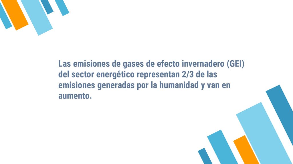 Las emisiones de gases de efecto invernadero (GEI) del sector energético representan 2/3 de las emisiones generadas por la humanidad y van en aumento.