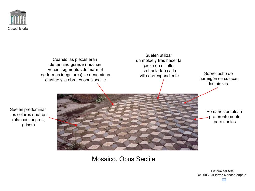 Mosaico. Opus Sectile Suelen utilizar un molde y tras hacer la
