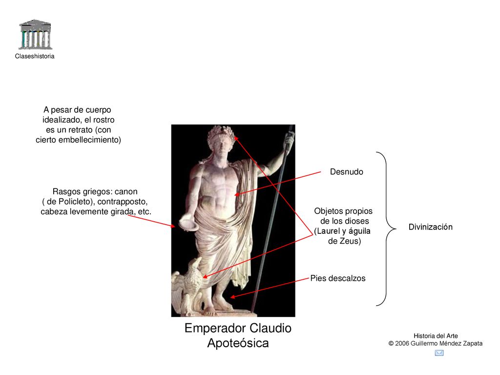 Emperador Claudio Apoteósica A pesar de cuerpo idealizado, el rostro