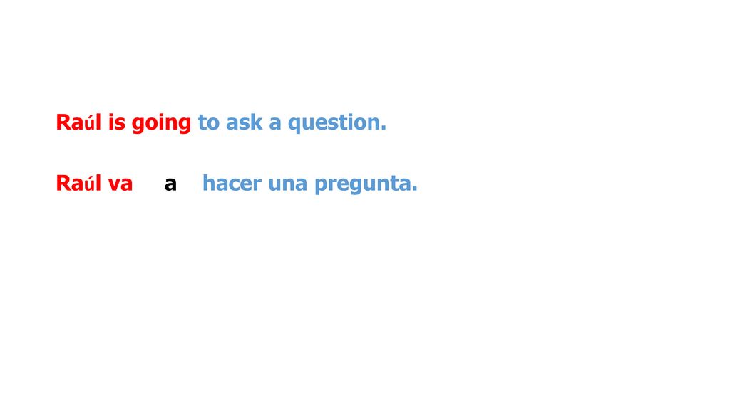 Raúl is going to ask a question. Raúl va a hacer una pregunta.
