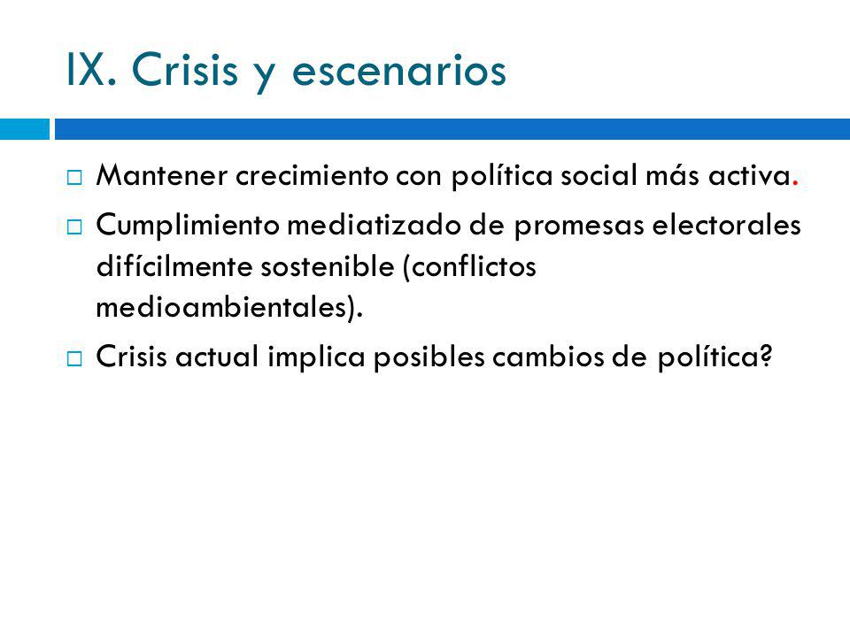 IX. Crisis y escenarios Mantener crecimiento con política social más activa.