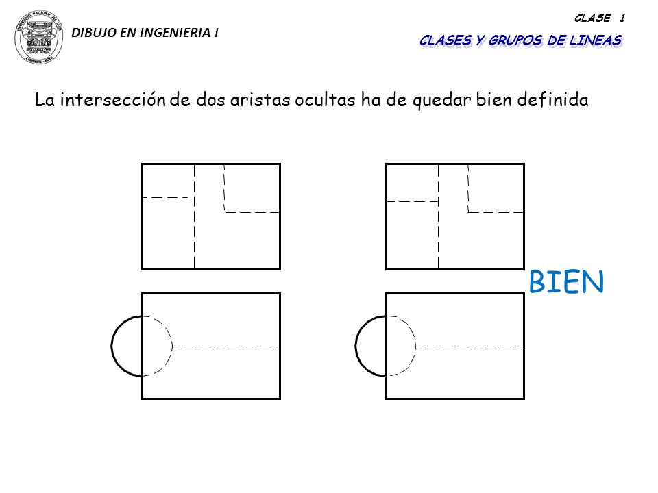 BIEN La intersección de dos aristas ocultas ha de quedar bien definida