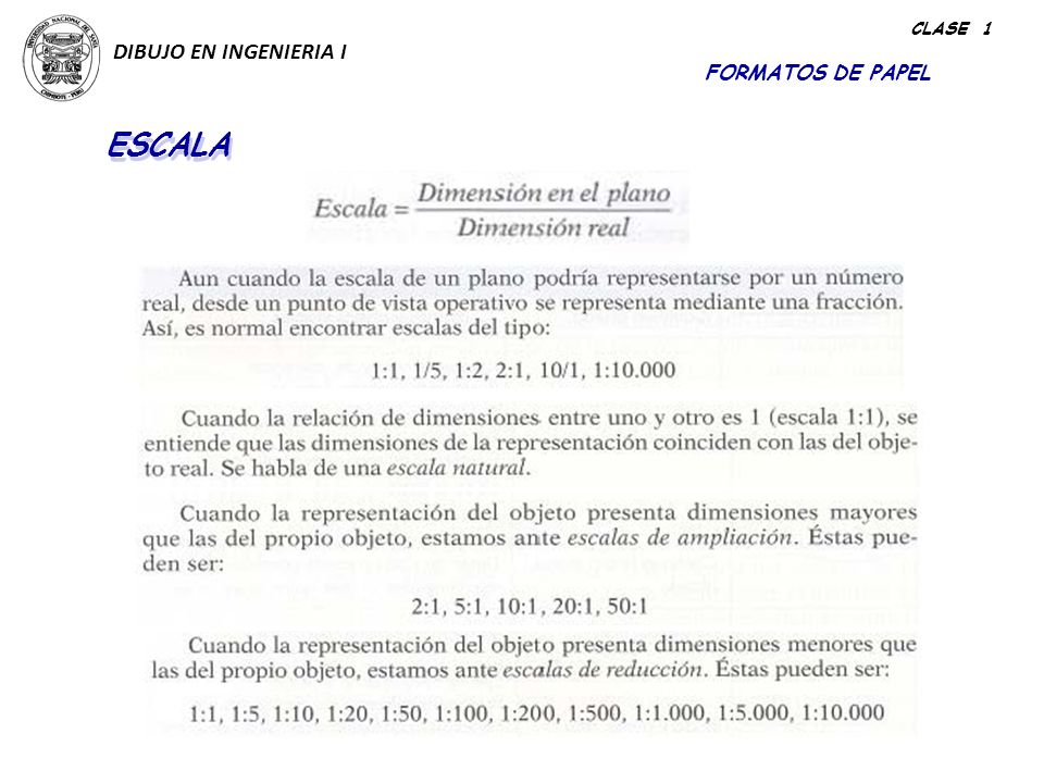 CLASE 1 DIBUJO EN INGENIERIA I FORMATOS DE PAPEL ESCALA