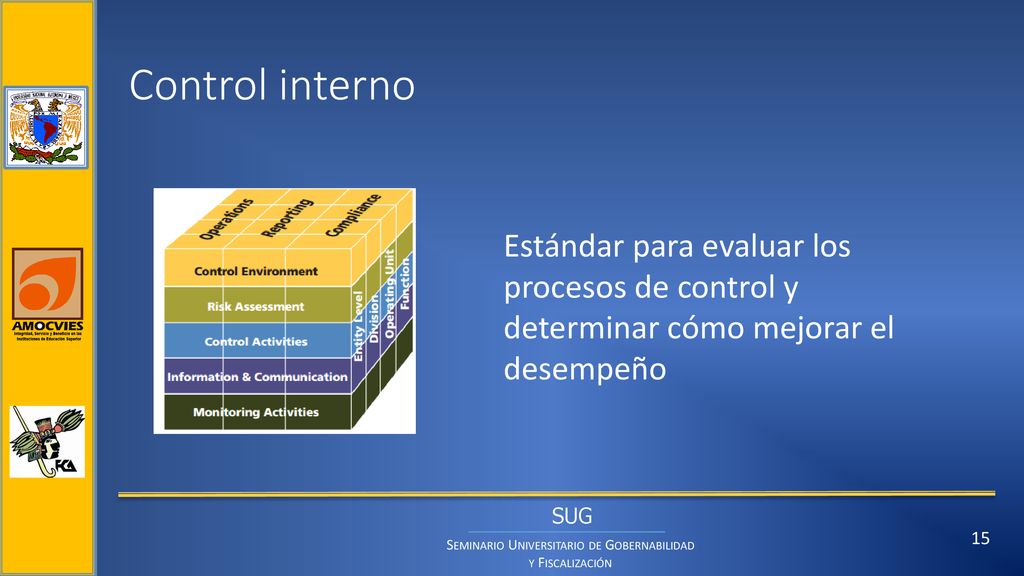 Control interno Estándar para evaluar los procesos de control y determinar cómo mejorar el desempeño.