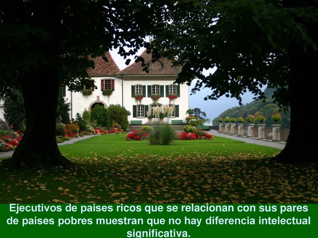 Ejecutivos de países ricos que se relacionan con sus pares de países pobres muestran que no hay diferencia intelectual significativa.