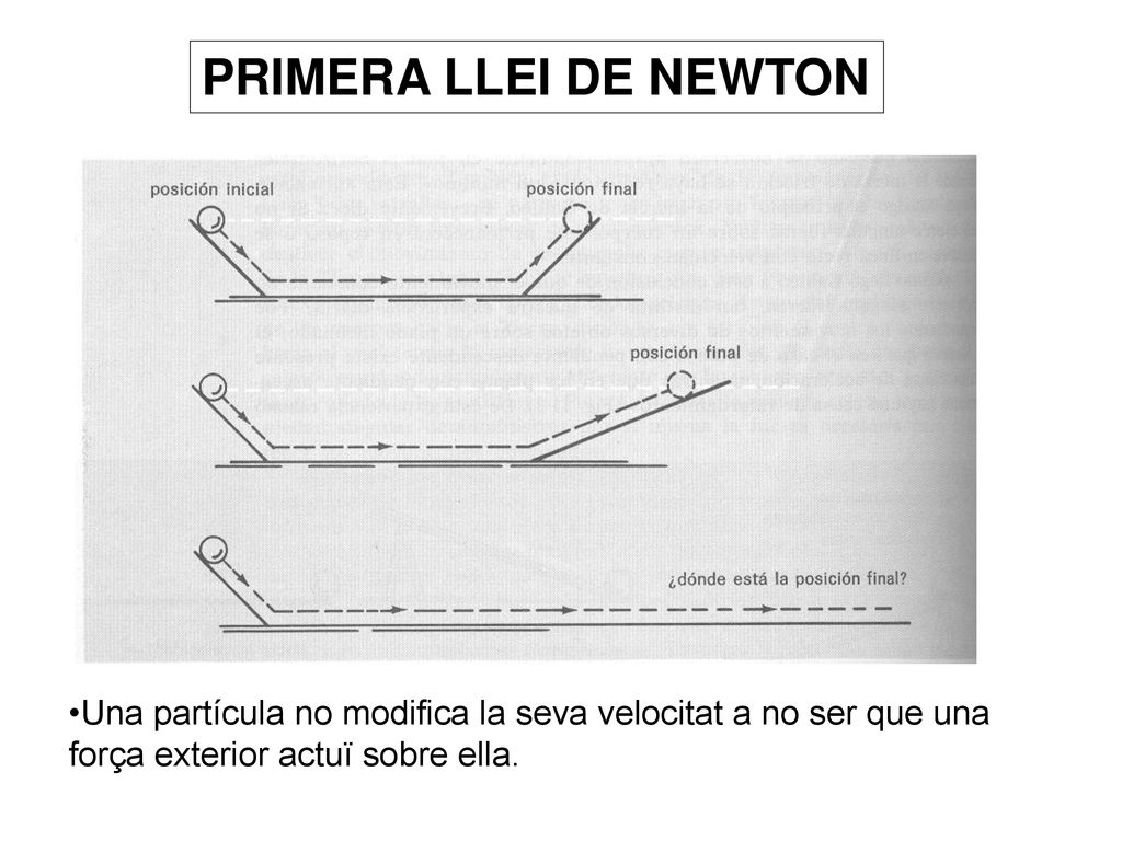 PRIMERA LLEI DE NEWTON Una partícula no modifica la seva velocitat a no ser que una força exterior actuï sobre ella.
