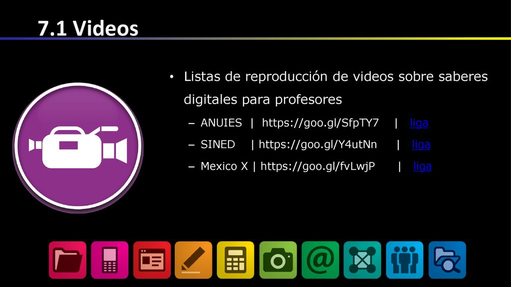 7.1 Videos Listas de reproducción de videos sobre saberes digitales para profesores. ANUIES |   | liga.