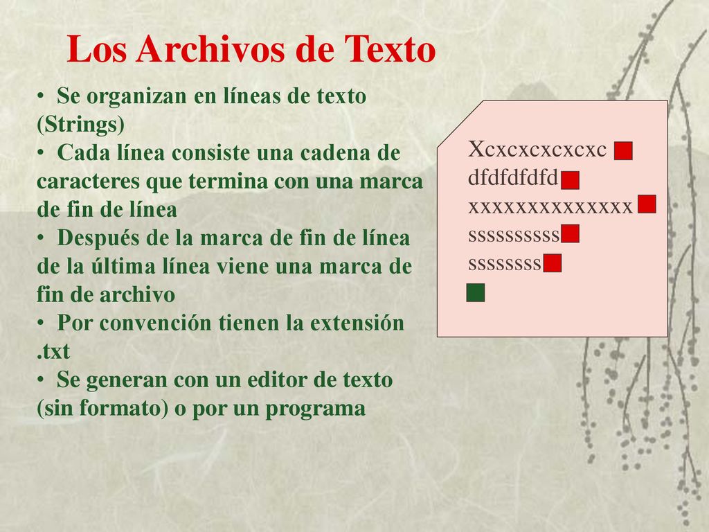Los Archivos de Texto Se organizan en líneas de texto (Strings)