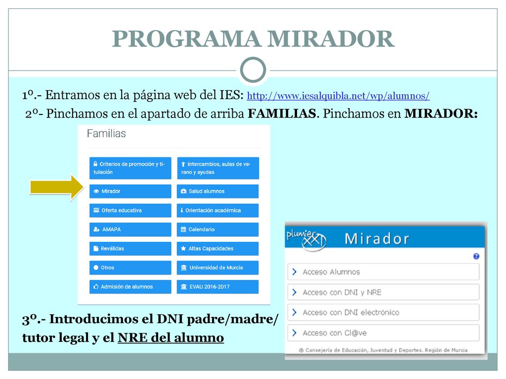 PROGRAMA MIRADOR 1º.- Entramos en la página web del IES: