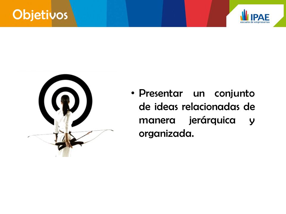 Objetivos Presentar un conjunto de ideas relacionadas de manera jerárquica y organizada.