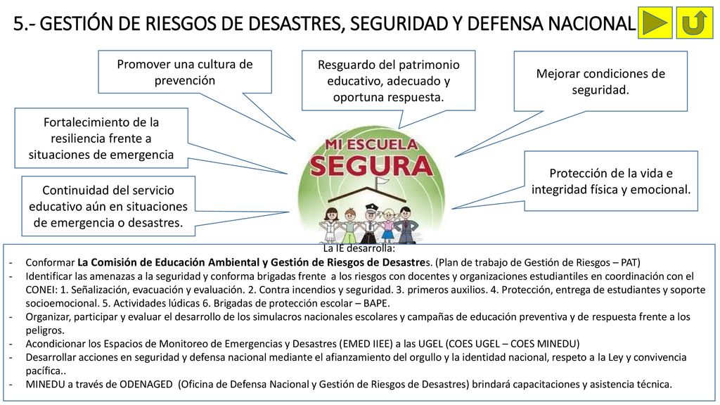 5.- GESTIÓN DE RIESGOS DE DESASTRES, SEGURIDAD Y DEFENSA NACIONAL