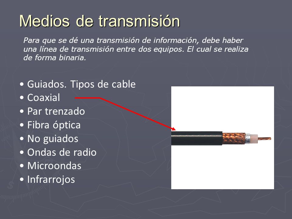 Medios de transmisión Guiados. Tipos de cable Coaxial Par trenzado