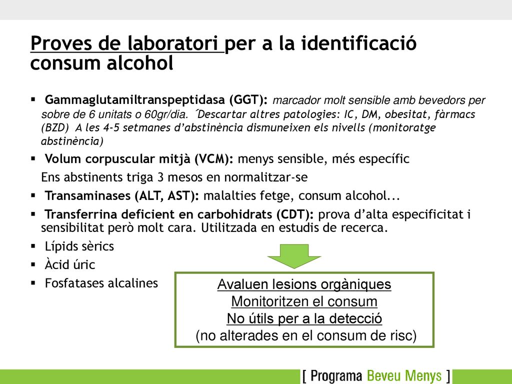 Proves de laboratori per a la identificació consum alcohol