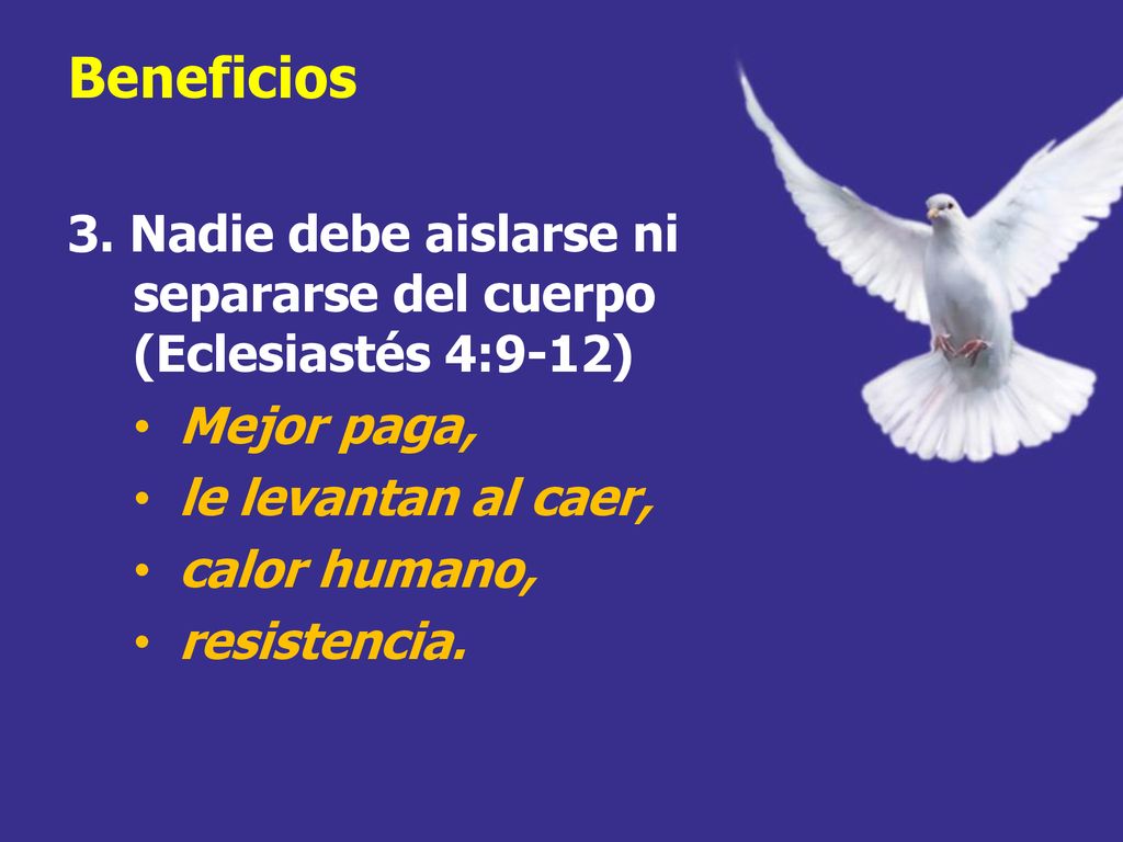 Beneficios 3. Nadie debe aislarse ni separarse del cuerpo (Eclesiastés 4:9-12)