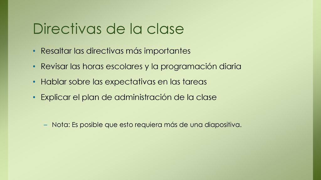 Directivas de la clase Resaltar las directivas más importantes