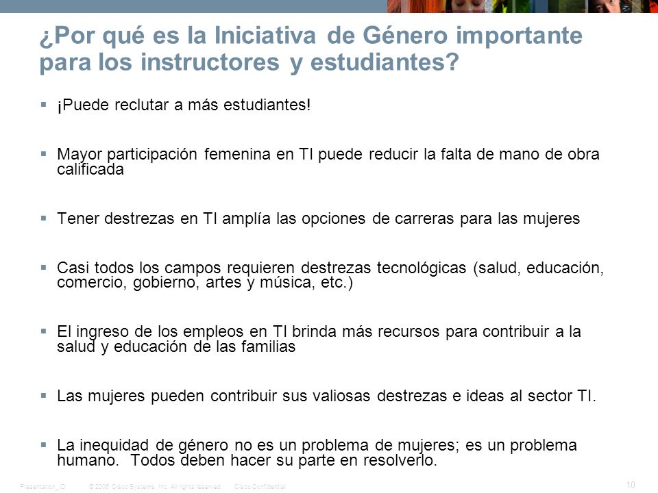 ¿Por qué es la Iniciativa de Género importante para los instructores y estudiantes