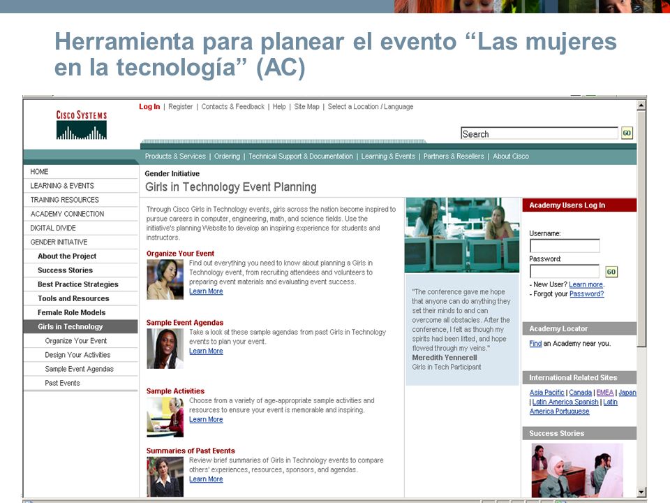 Herramienta para planear el evento Las mujeres en la tecnología (AC)