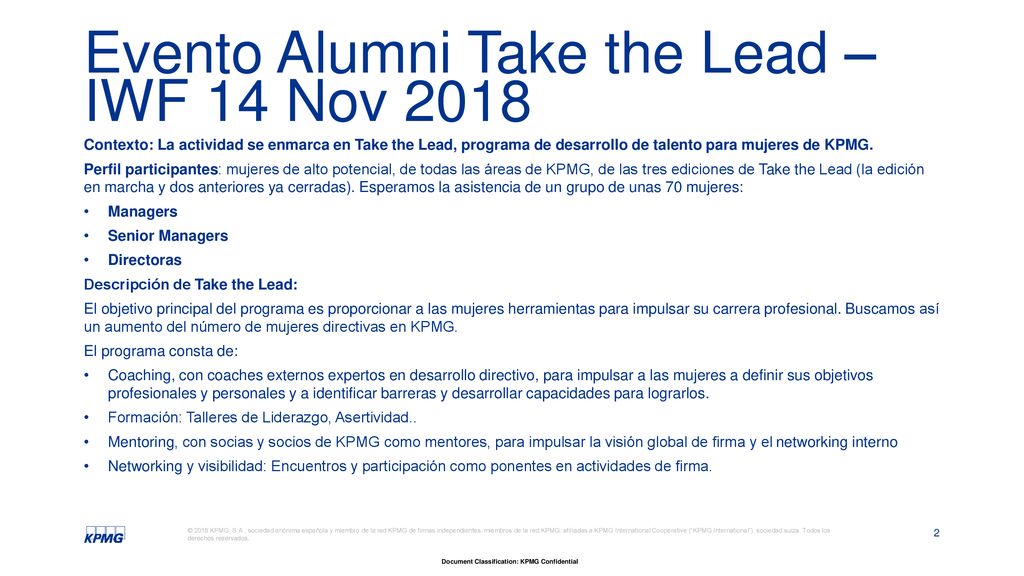 Evento Alumni Take the Lead – IWF 14 Nov 2018