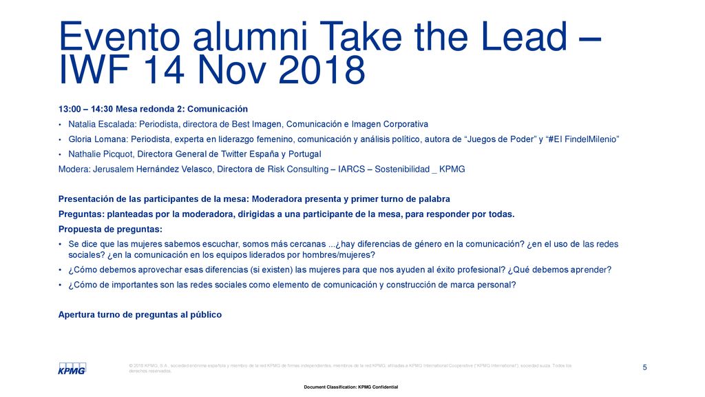 Evento alumni Take the Lead – IWF 14 Nov 2018