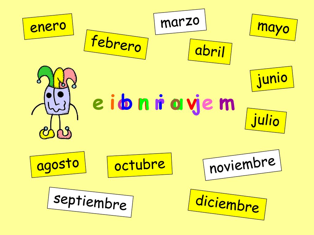e i b n r o v e m marzo enero mayo febrero abril junio julio agosto