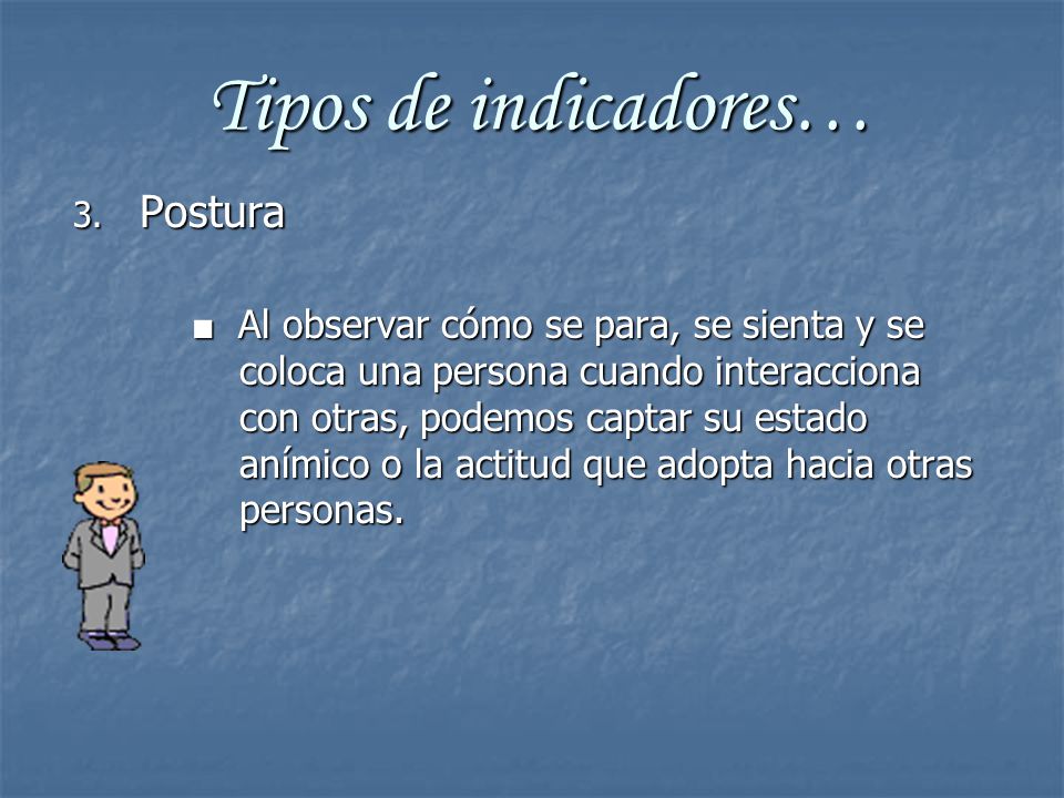 Tipos de indicadores… 3. Postura.
