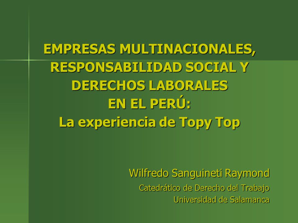EMPRESAS MULTINACIONALES, RESPONSABILIDAD SOCIAL Y DERECHOS LABORALES EN EL PERÚ: La experiencia de Topy Top