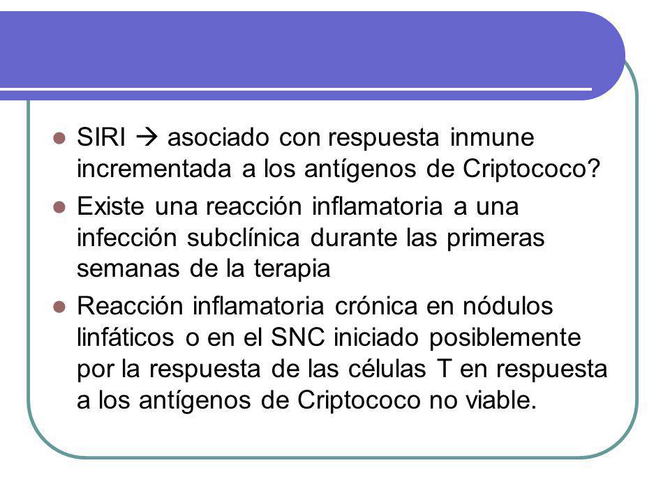 SIRI  asociado con respuesta inmune incrementada a los antígenos de Criptococo