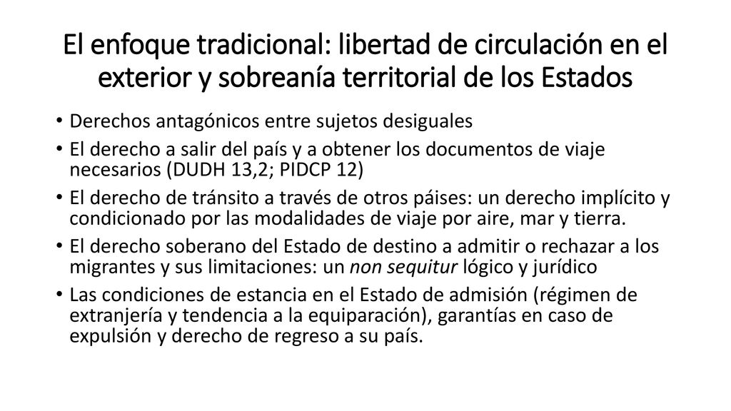 El enfoque tradicional: libertad de circulación en el exterior y sobreanía territorial de los Estados