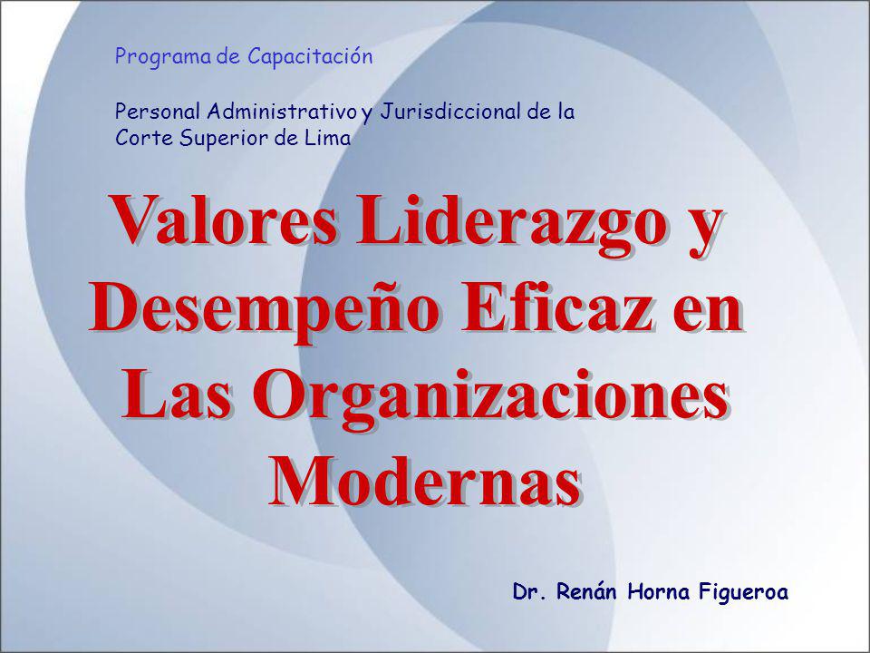 Valores Liderazgo y Desempeño Eficaz en Las Organizaciones Modernas
