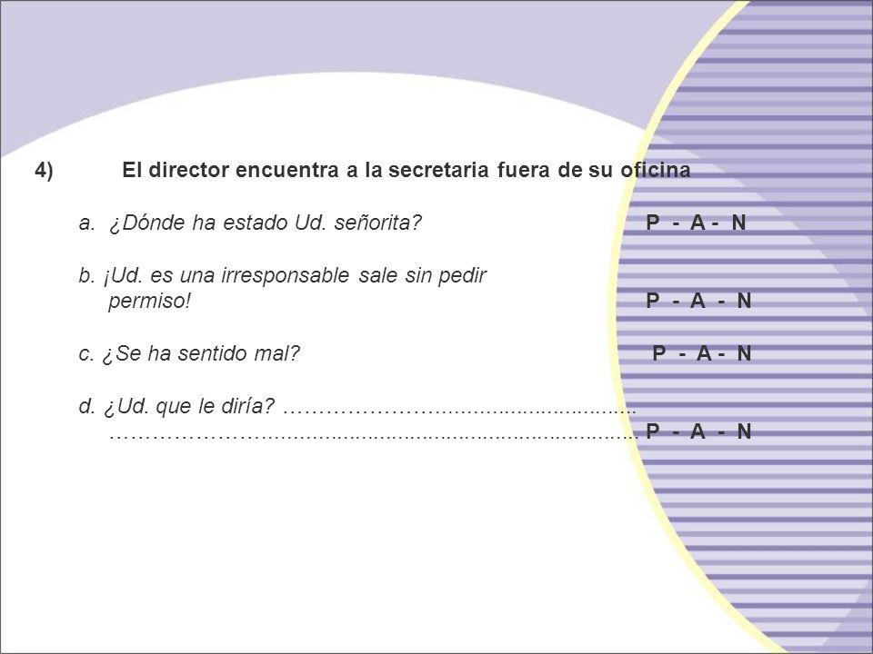 4) El director encuentra a la secretaria fuera de su oficina