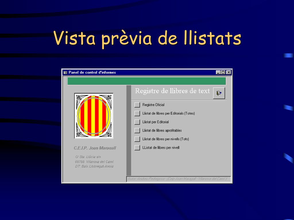 Vista prèvia de llistats