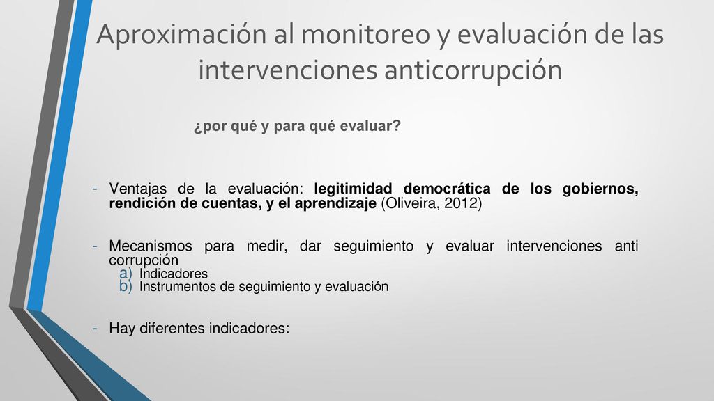 Aproximación al monitoreo y evaluación de las intervenciones anticorrupción
