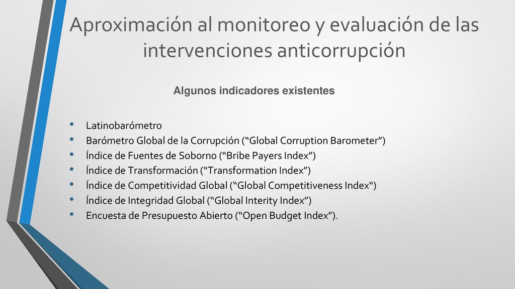 Aproximación al monitoreo y evaluación de las intervenciones anticorrupción