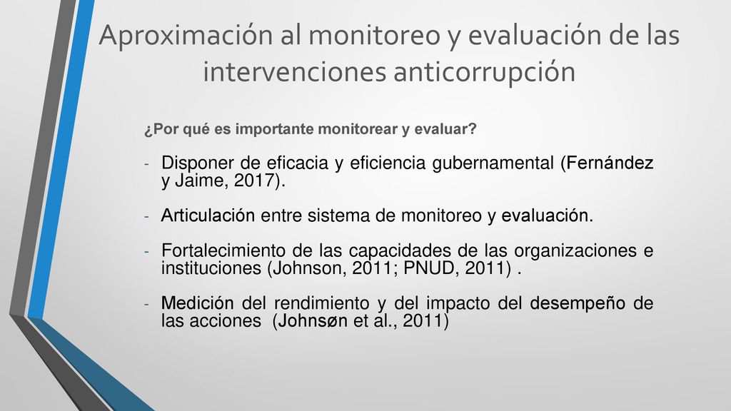Aproximación al monitoreo y evaluación de las intervenciones anticorrupción