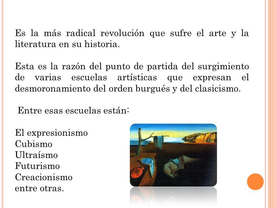 Es la más radical revolución que sufre el arte y la literatura en su historia.