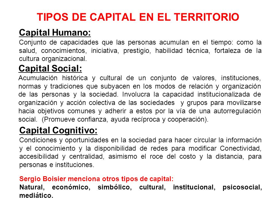 TIPOS DE CAPITAL EN EL TERRITORIO
