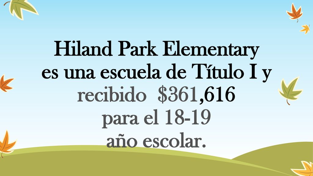 Hiland Park Elementary es una escuela de Título I y recibido $361,616 para el año escolar.