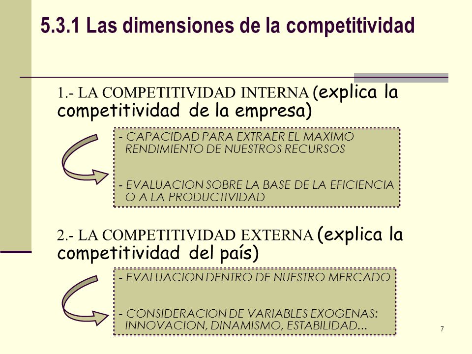 5.3.1 Las dimensiones de la competitividad
