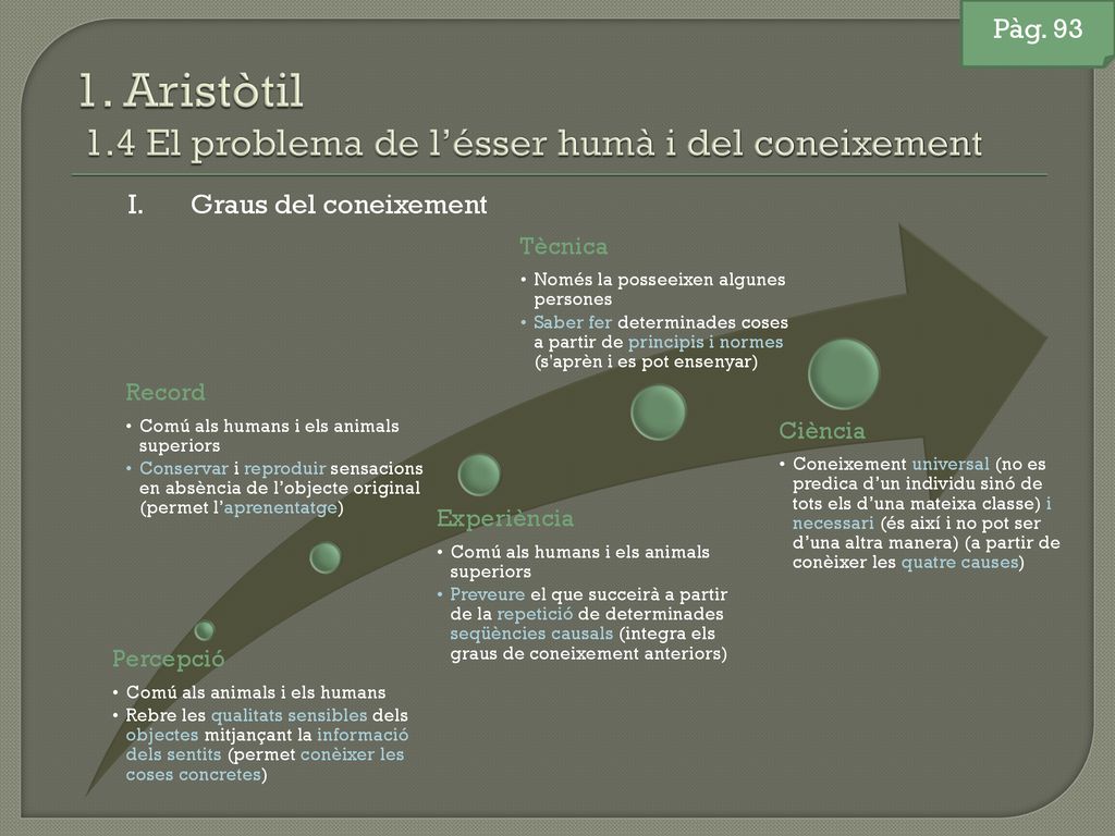 1. Aristòtil 1.4 El problema de l’ésser humà i del coneixement