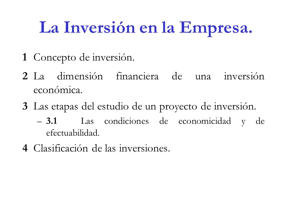 La Inversión en la Empresa.