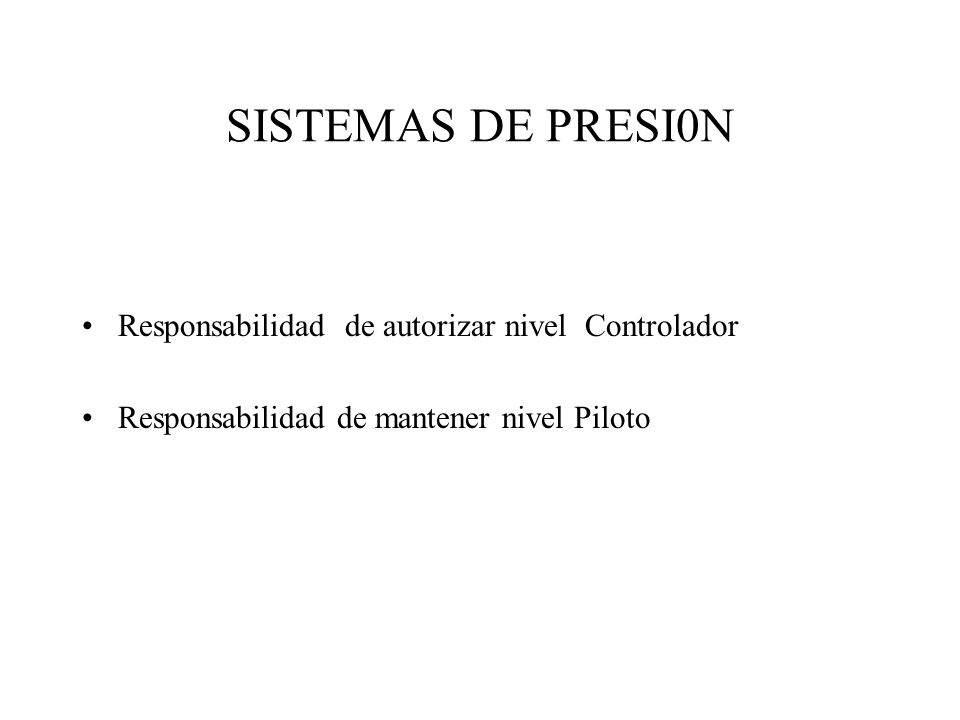 SISTEMAS DE PRESI0N Responsabilidad de autorizar nivel Controlador